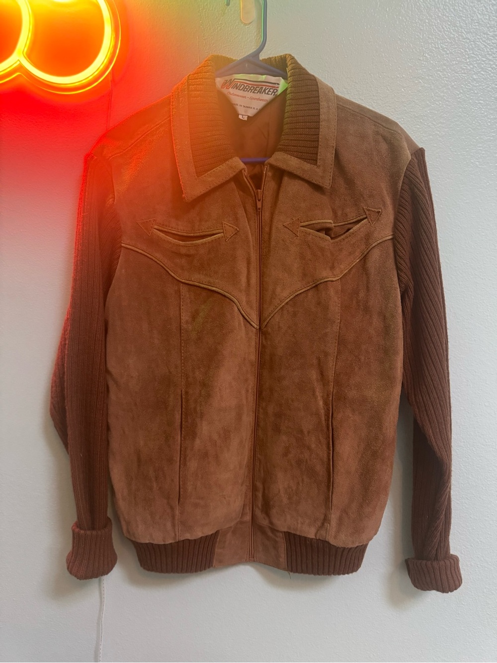 Windbreaker cowhide Bomber Jacket in Brown
